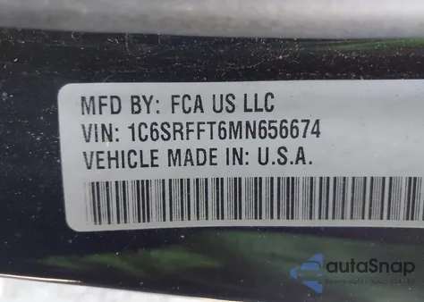 2021 Ram 1500 Big Horn 4X4 5'7 Box z USA, uszkodzony, nr VIN 1C6SRFFT6MN656674